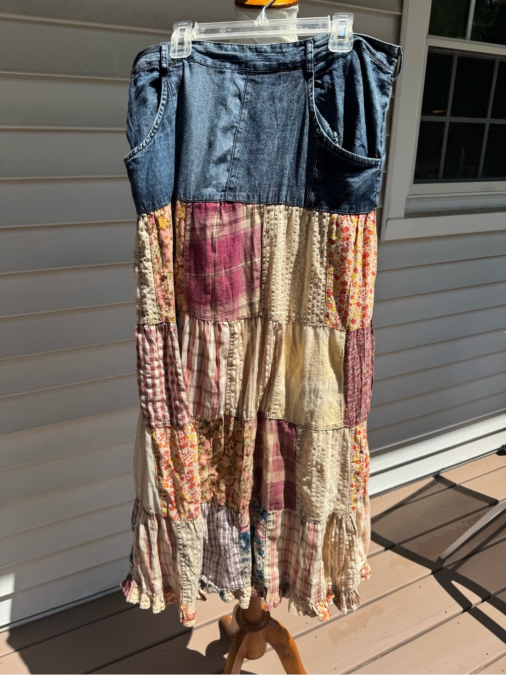 Bohemian Patchwork Denim BoHo skirt young threads